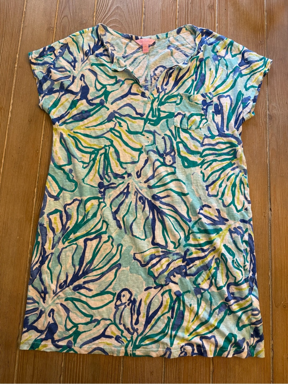 Lilly Pulitzer Duvall Linen Dress Teal, Blue & Green large